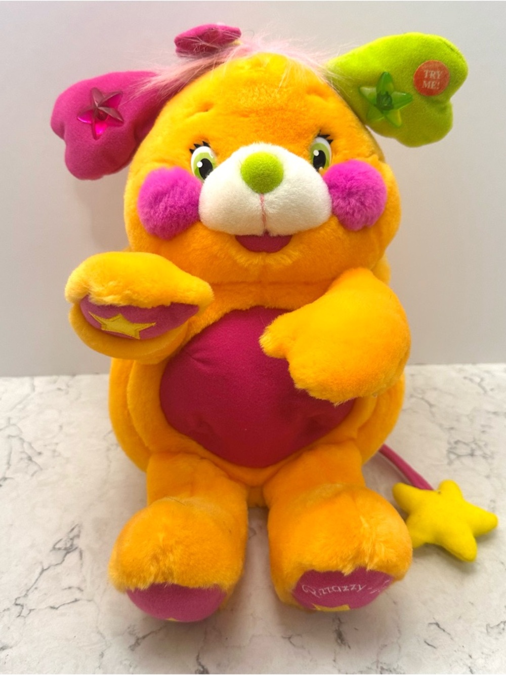 WORKS! Vintage 2001 Popples Pizzazzy‑Jazzy 12″ Plush Lights Up